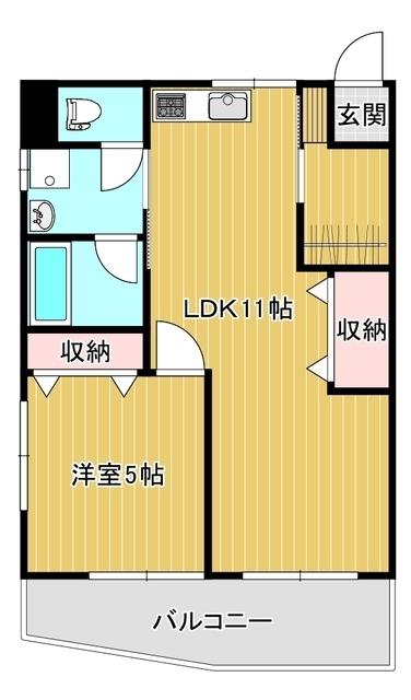 レノン山の田(1LDK/2階)の間取り写真