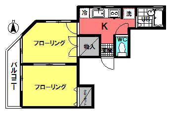 はいむ矢野(2K/1階)の間取り写真