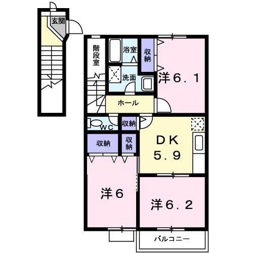 ビルゴA(3DK/2階)の間取り写真