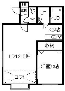 シンフォニー宮下 B棟(1LDK/2階)の間取り写真