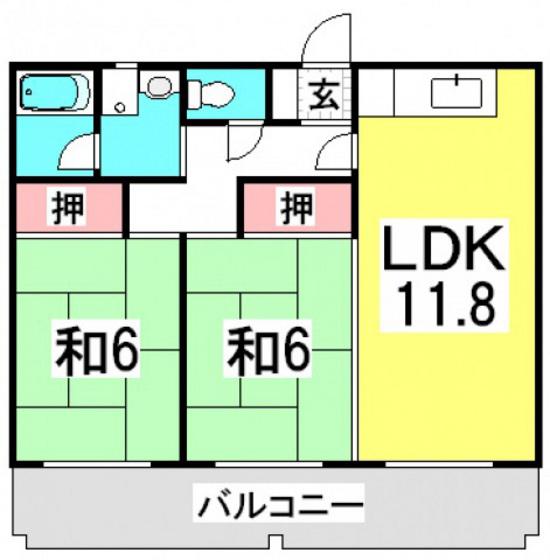 第2しづマンション(2LDK/3階)の間取り写真
