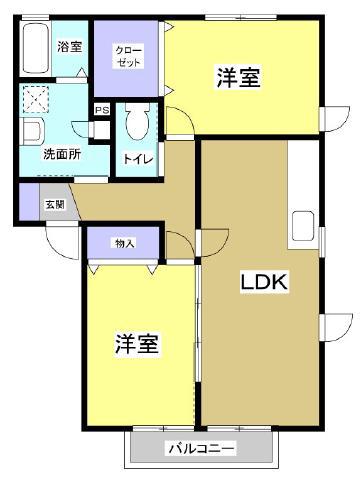 キートスII(2LDK/1階)の間取り写真
