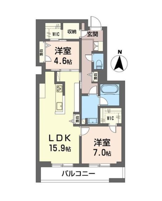 ロゼール(2LDK/2階)の間取り写真