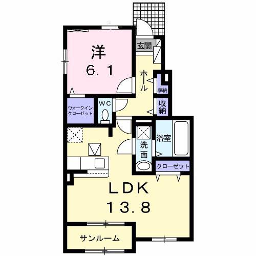 エアリー テラス(1LDK/1階)の間取り写真