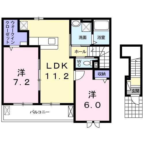 コンフォート小林II(2LDK/2階)の間取り写真