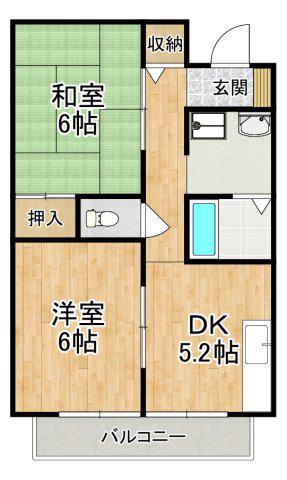 ファイネスト(2DK/1階)の間取り写真