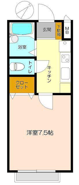 マルテーコート清水町(1K/2階)の間取り写真
