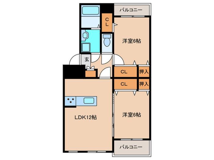 キャロットJ(2LDK/3階)の間取り写真