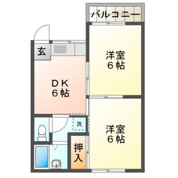 ソレイユ(2DK/1階)の間取り写真