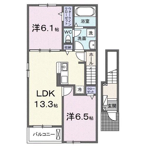 TAKARABAKO II(2LDK/2階)の間取り写真