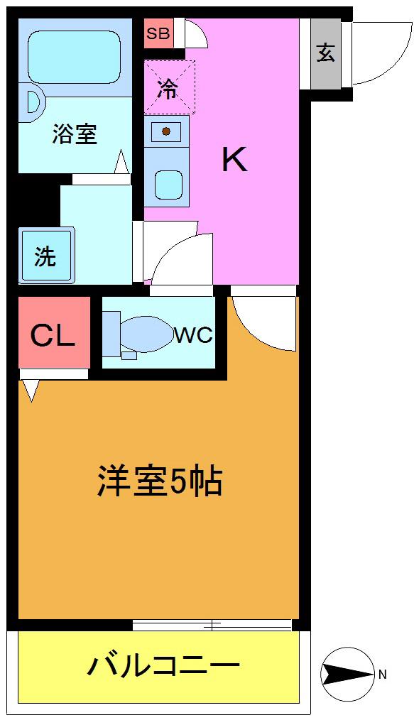 MELDIA船橋二宮(1K/1階)の間取り写真