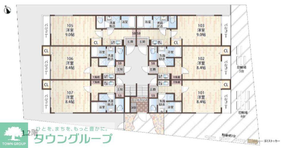 アルファリンデン(1K/2階)の間取り写真