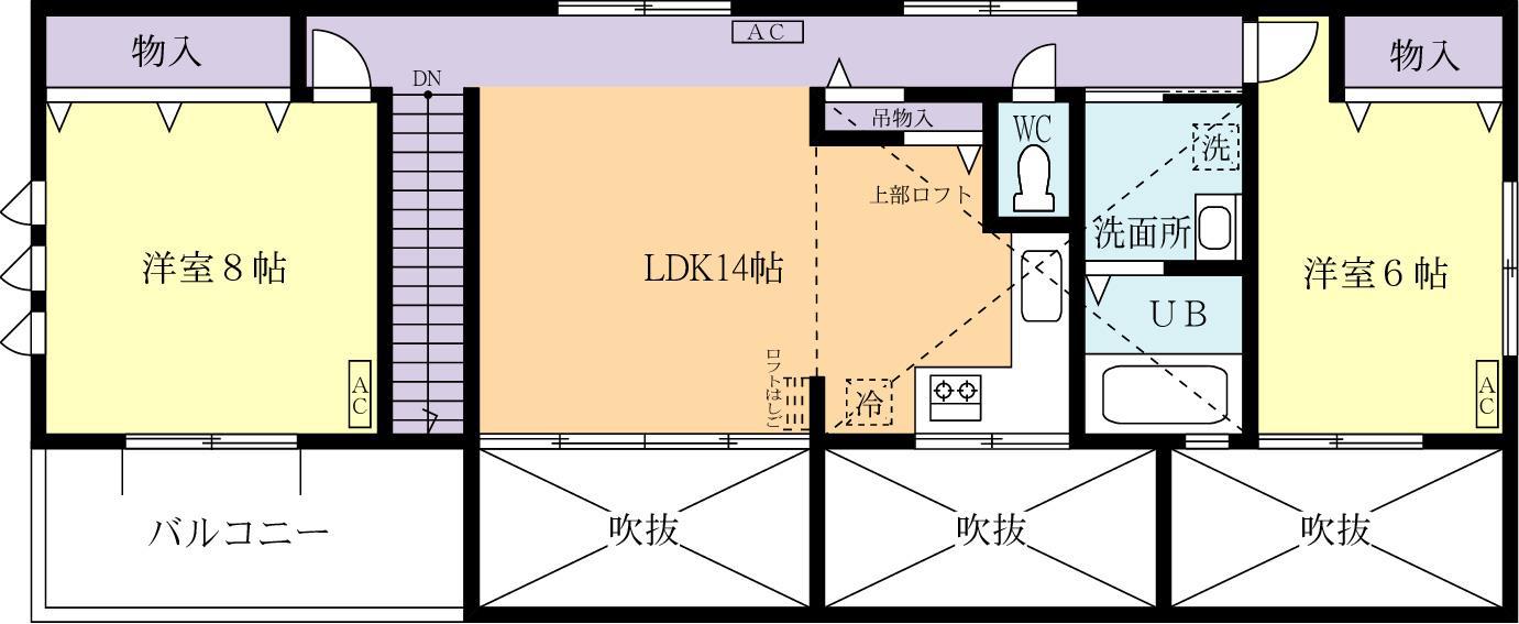 BEHOUSE(2LDK/2階)の間取り写真