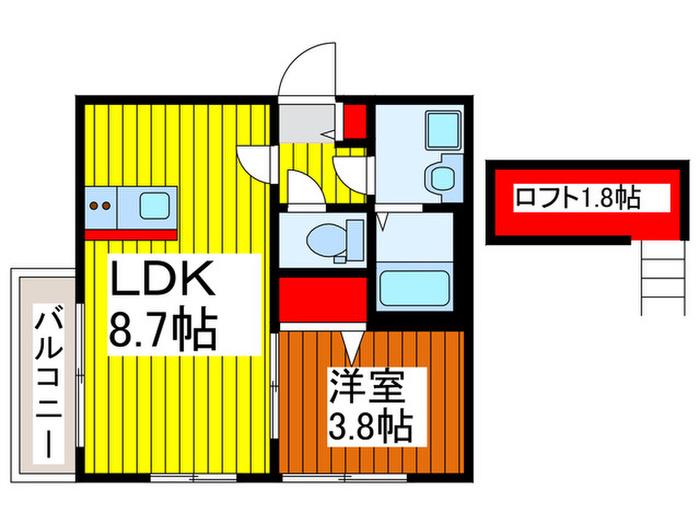 SAZAN-CASTLE(1LDK/3階)の間取り写真