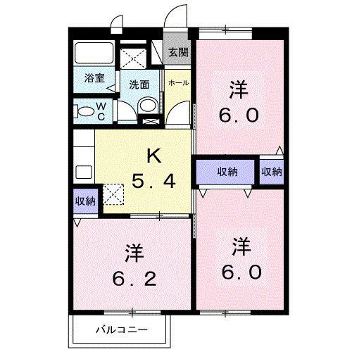 エスポワール21A(3DK/1階)の間取り写真