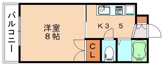 プレアール九工大(1K/5階)の間取り写真