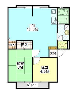 ウィンディアさのA棟(2LDK/2階)の間取り写真