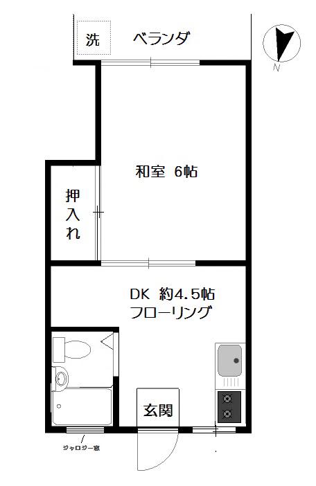 グリーンサープラス(1DK/2階)の間取り写真