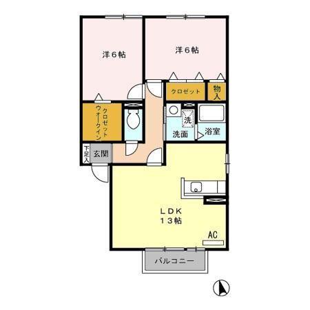 パルクFU(2LDK/2階)の間取り写真