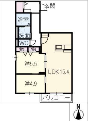 KOTONA B(2LDK/2階)の間取り写真