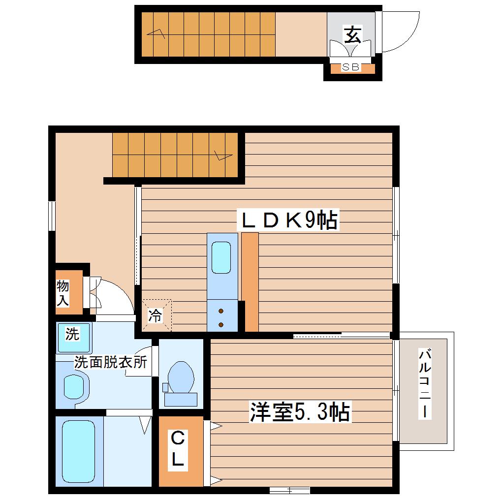 WIN大河原A棟(1LDK/2階)の間取り写真