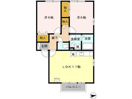 メゾン・ド・マリアージュ N(2LDK/2階)の間取り写真