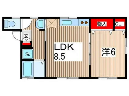 アレイ日吉(1LDK/1階)の間取り写真