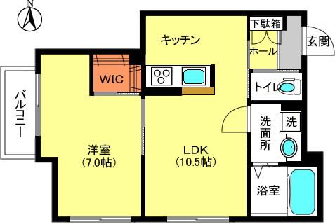クオーレ要町(1LDK/1階)の間取り写真