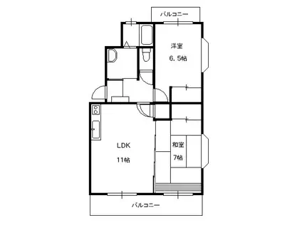 アクシア飯田(2LDK/3階)の間取り写真
