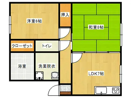 パークビラ紫原II(2DK/2階)の間取り写真