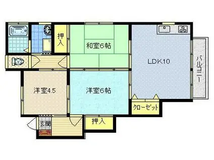 コーポジョイフル(3LDK/2階)の間取り写真