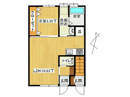 アップルメゾン田園(1LDK/1階)の間取り写真