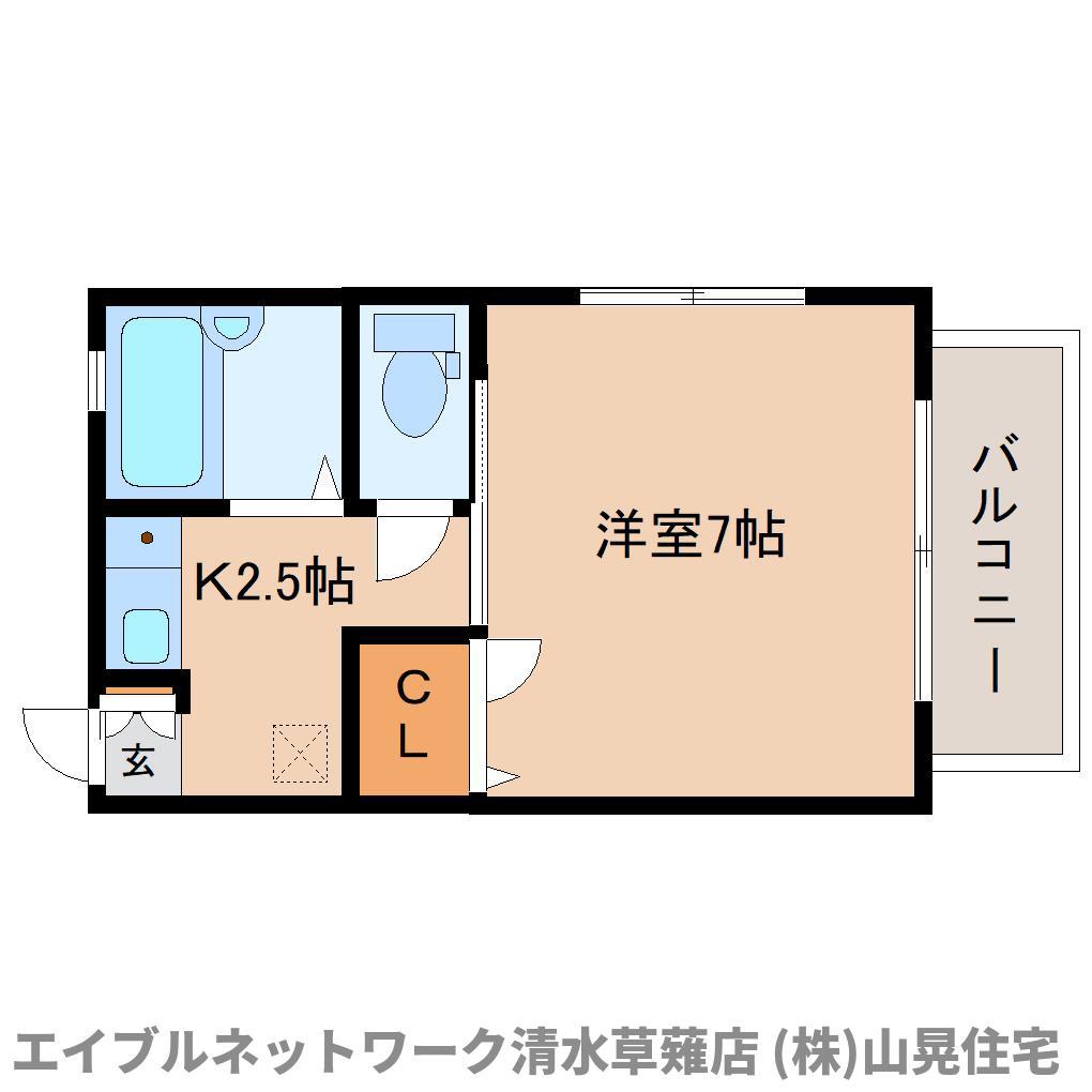 レインボー瀬名川I(1K/2階)の間取り写真