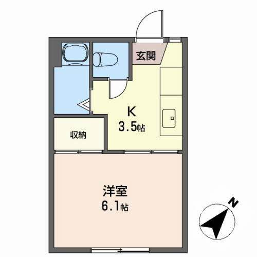 フォーブルYAII(1K/2階)の間取り写真