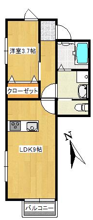 グランドソレイユII(1LDK/1階)の間取り写真