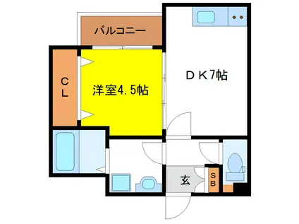 セゾンクレアスタイル平野本町(1DK/2階)の間取り写真