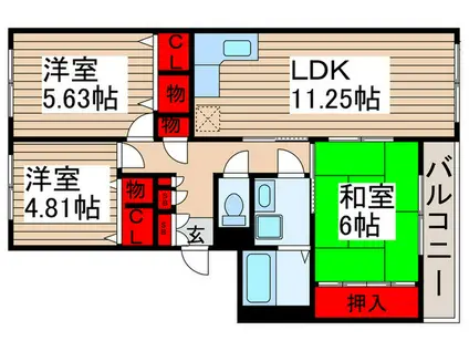 INOVE松戸六高台B(3LDK/1階)の間取り写真
