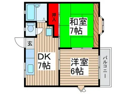 コンフォートタキザワ(2DK/2階)の間取り写真