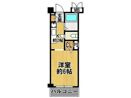 クレール加茂(ワンルーム/2階)の間取り写真