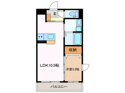 岡本3丁目マンション(1LDK/2階)の間取り写真