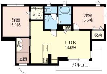 プルース(2LDK/3階)の間取り写真