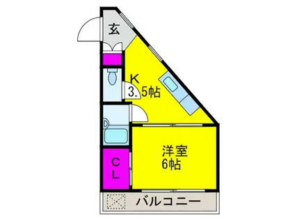 ウエストコーポ喜連(1K/5階)の間取り写真