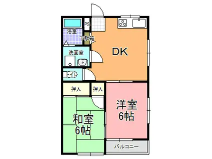 ハイツK(2DK/2階)の間取り写真