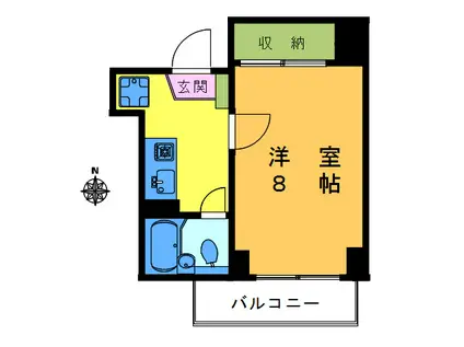 亀田ビル(1K/2階)の間取り写真