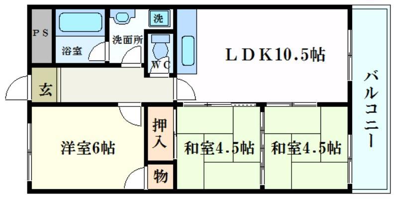 ベアード水上(3LDK/4階)の間取り写真