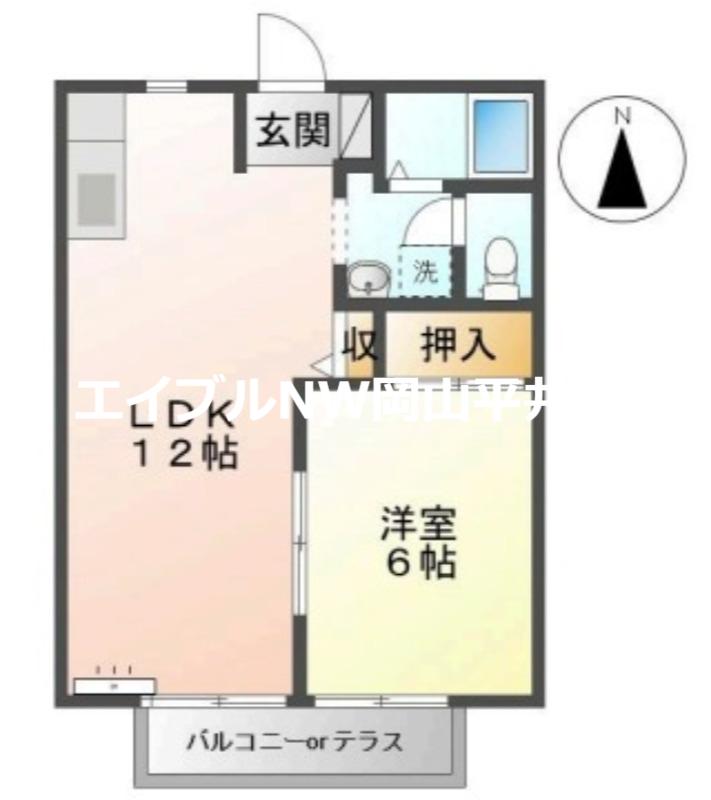 ぼくんちパートII(1LDK/2階)の間取り写真