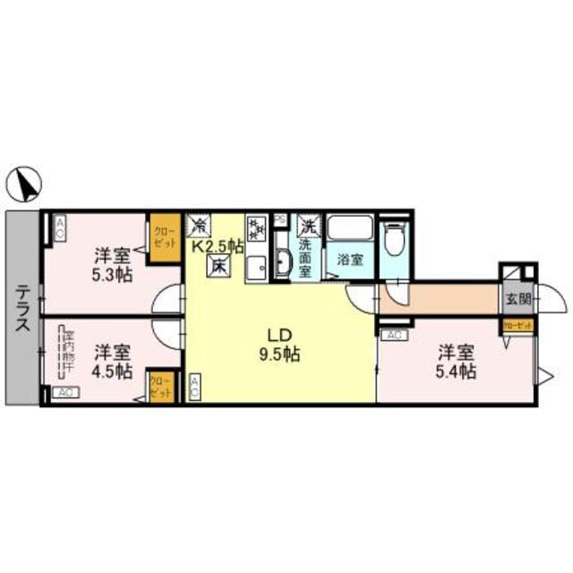 セレスティア松が丘(3LDK/1階)の間取り写真