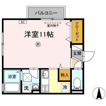 第5関ニューバリヤ(ワンルーム/1階)の間取り写真