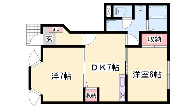 アメニティ10(2DK/1階)の間取り写真