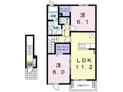 昇華II(2LDK/2階)の間取り写真
